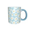 Miowjals Blue Daisy Funny Novelty Ceramic Coffee Cups With Handle,Dishwasher