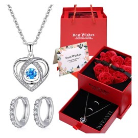Cryzmitol Regalos Para Mujer,collar Y Aretes Corazón Mujer Con Caja,Regalos de San Valentín