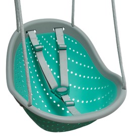 Sweeng - Columpio infantil con correas de arnés de ajuste Ease Z, diseño plegable y flexible, y ganchos de metal fáciles de colgar para patio, césped y jardín, verde azulado
