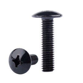 VAMUOEFL #8-32 x 3/8" Truss Head Machine Screws Black Finish, Phillips Drive, 304 Stainless Steel 18-8, Full Thread, 50Pcs