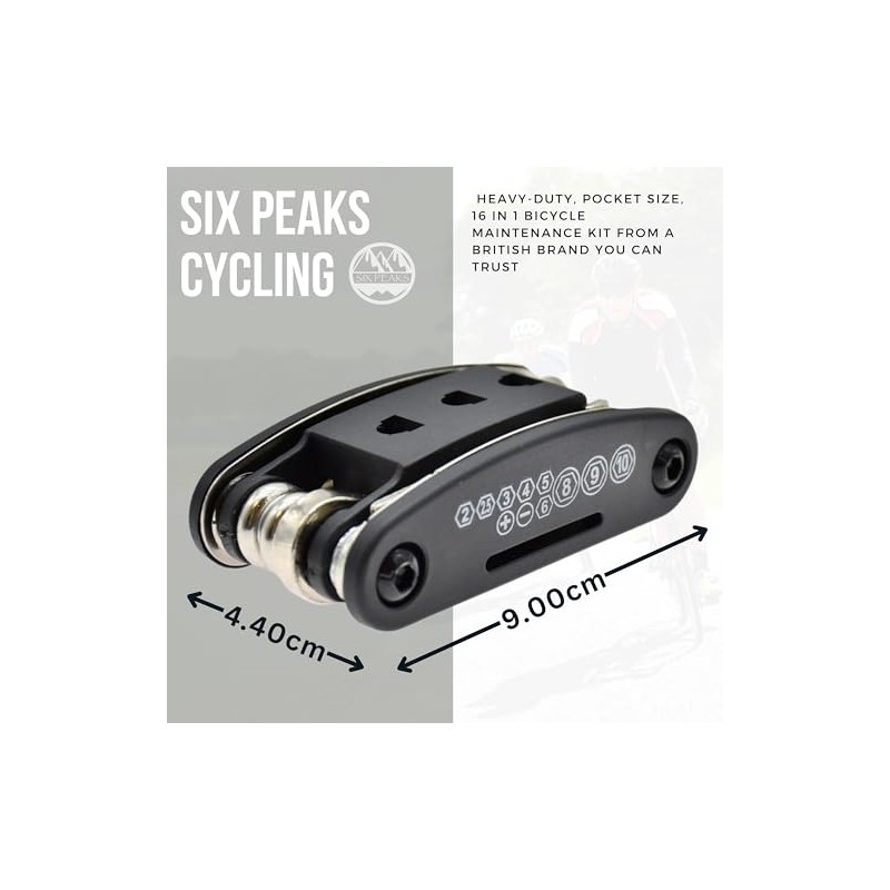Six Peaks Cycling Multi Repair Tool, Compact, Pocket Size, 16