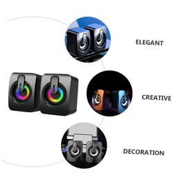 Operitacx 1 Paar Gaming Lautsprecher mit USB Stromversorgung Tragbarer Desktop Subwoofer mit Bunten LED Lichtern für Pc Laptop Beeindruckender Bass Stereo Sound Leicht