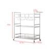 LORMITER Silver Bar Carts with 3 Tier Glass Shelves, Rolling