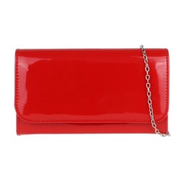 Girly Handbags Women's Patent Clutch Shiny Evening Bag Party Wedding, red