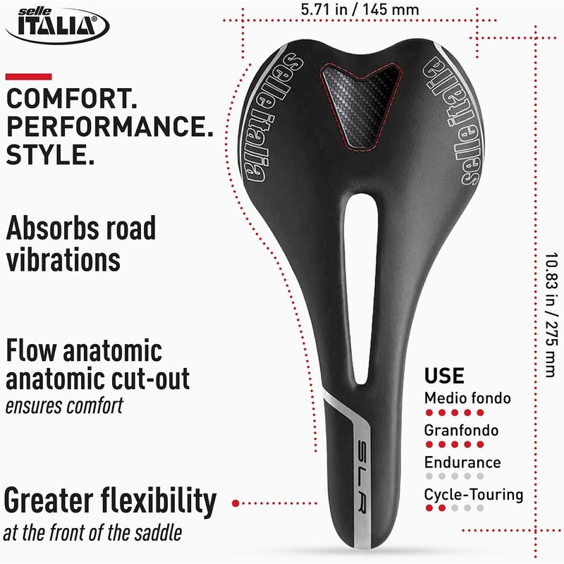 Selle Italia Unisex - Adult SLR TM Flow Saddles, Black,