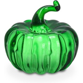 JATYFING Crystal Pumpkin Collectible - Fall Decorations for Home Glass Fruit Ornament Desktop Paperweight Glass Pumpkin Home Decoration (Green)