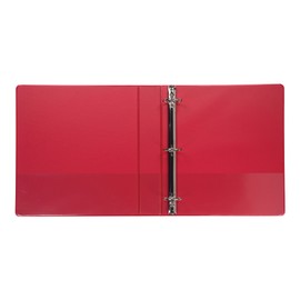 Samsill Economy 3 Ring Binder Organizer, 1.5 Inch Round Ring Binder, Customizable Clear View Cover, Red Binder (18553)