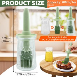 Oil Dispenser with Brush, 200ml Oil Dispenser Glass Bottle with Silicone Basting Brush 2 in 1 Sauce and Oil Bottle for Cooking BBQ Grill Frying Oil Container for Kitchen(green)
