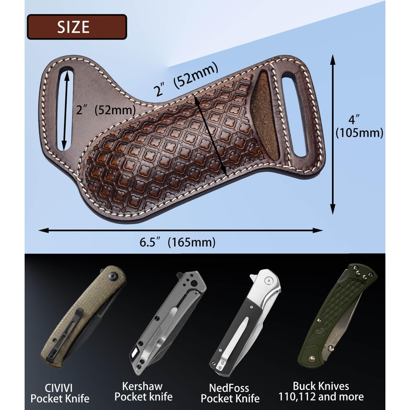 HOGIKUO Knife Sheath,Thick Genuine Leather Knife Sheath for Belt,Fits Folding