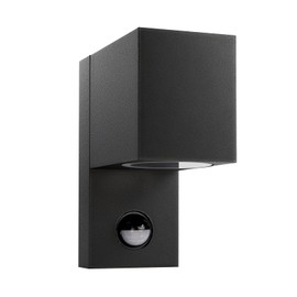 EXTRASTAR Outdoor Wall Lights with Motion Sensor, Downward Dusk to Dawn Outdoor Lighting Aluminium, Black GU10 Outside Lights Mains Powered IP44 Rating Garden Patio Porch -Square