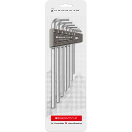 PB SWISS TOOLS Long Hex Key L-Wrenches PB 214Z.H CN | 100% Swiss Made | 7-Piece Allen Key Set (Inch) Size 3/32" to 5/16" in Practical Holder