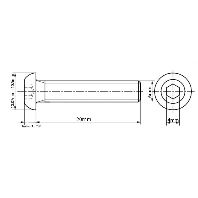 M6 (6mm x 20mm) Button Head Screws Allen Socket Bolts