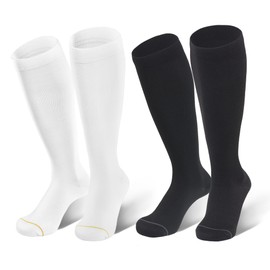 JDQ Compression Socks for Women & Men (2 Pairs) 20-30mmHg Circulation Support Socks for Athletic Running (as1, alpha, xx_l, regular, regular, white+black)
