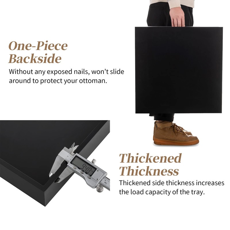 Hanobe Ottoman Tray for Living Room: Modern Extra Large Black