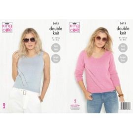 King Cole 5615 Knitting Pattern Womens Easy Lace Sweater and Vest in Paradise Beaches DK