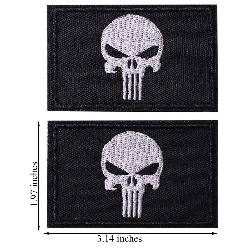 2 Pieces Patches Dead Skull Tactical Patch - Black