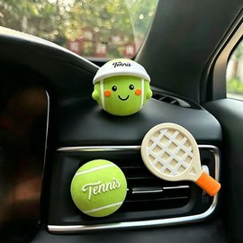 Losflaraz Tennis Car Air Freshener Vent Clip Set (3 Pack), Plaster Diffuser, Cute Car Accessories (Essential Oil Not Included)