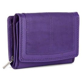 J. Wilson London Ladies Designer RFID Safe Protection Luxury Quality Soft Nappa Leather Purse Multi Credit Card Women Clutch Wallet with Zip Pocket (Purple)