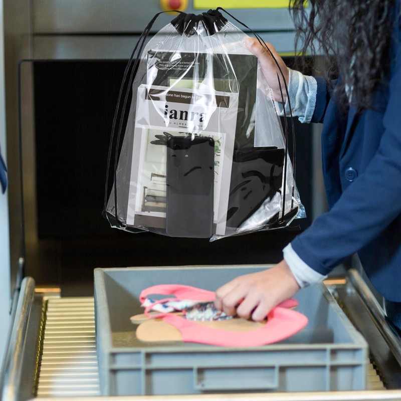 AdiStylinno 2 Pcs Drawstring Backpacks, See Through PVC Waterproof Drawstring