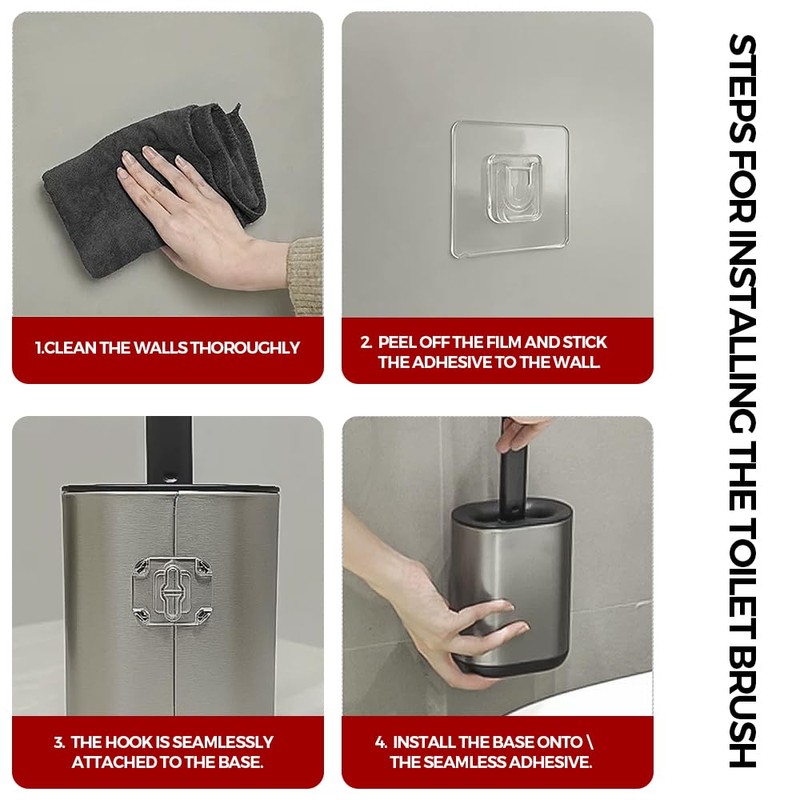 Leasylife Toilet Brush and Holder, Stainless Steel