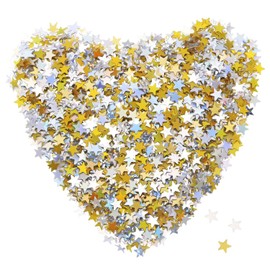 Liroyal Confetti Star Shape Wedding Party Birthday (Gold 50g Silver 50g) Wedding Event Celebration Wedding Gold Shower Christmas Proposal Confetti Gold Silver