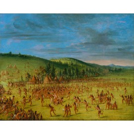 Canvas Ball Play of the Choctaw Ball Up North American Indian Tribe Recreation Sport 1850 Painting By George Catlin Repro on Canvas 20" X 24" Image Size Shipped Rolled Up