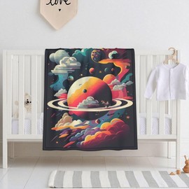 E-RIDES 76x100CM Small Flannel Blanket, Galactic Clouds Blanket for Babies, Kids, Cat, Dog, Travel - Lightweight Blanket for Couch, Bed, Car, and Stroller, Idea Birthday Gift