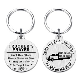 Richesele Trucker's Prayer Keychain - Unique Gifts for Truck Drivers (Father's Day, Christmas, Birthday) - Keep Me Safe Get Me Home Trucker Keyring