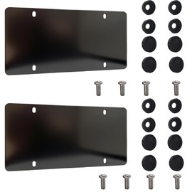 12"x6" Backing Reinforce Black Painted Stainless Steel License Plate - Rust-Proof & Heavy Duty, Scratch-Resistant with Screws Included - Fits All Vehicles (1) (1)