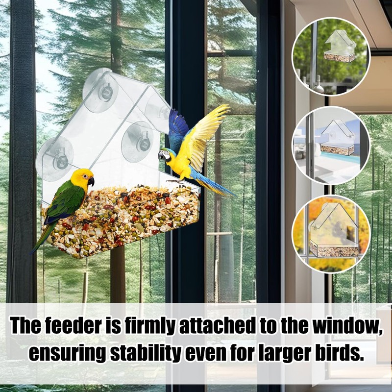 Window Bird Feeder – Clear Acrylic Bird Feeder, See-Through Design