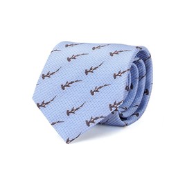 [COLORATA] Carolata Shark Pattern Necktie (100% Silk / Jacquard Woven), Animal Pattern, Shark 57.1 x 3.3 inches (145 x 8.5 cm), Gift Present, blue