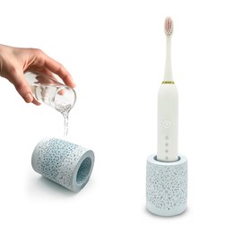 DiatZeno Single Toothbrush Holders for Bathrooms - Diatomite Quick-Dry Organizer, Minimalist Electric Toothbrush Holder for Countertop, Shower & Travel Storage