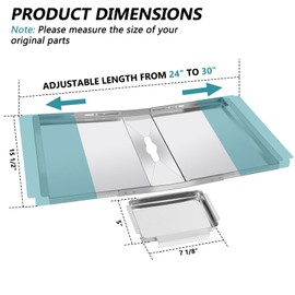 Grill Drip Pan for Dyna-glo Grill Replacement Parts DGF510SBP, DGF510SSP, Backyard Grill BY13-101-001-13, GBC1460W, BHG Grill Parts BH13-101-099-01, 24"-30" Adjustable Grease Tray, Heat Shields Plates