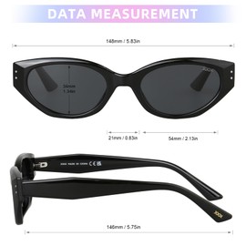 JOOX Retro Cateye Polarised Sunglasses Women, Vintage Trendy Cat Eye Glasses with UV400 Protection, Classic Frame Women for Driving Decorative Glasses, black/grey