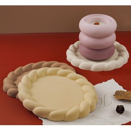 Wehous 2PCS Tray Silicone Molds, Spiral Bubble Tray Coaster Resin Concrete Mold Jewelry Plate Candle Holder Container Epoxy Casting Mold for Unique Resin Clay Art Crafts Supplies Home Decor Gift