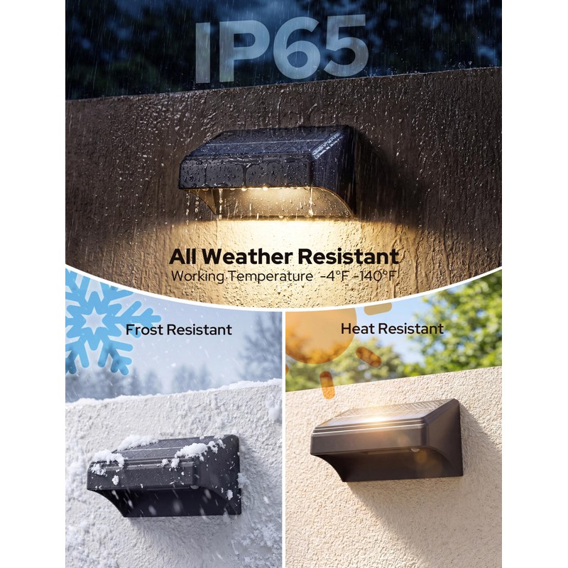 VOLISUN Fence Lights Solar Powered with Remote 2 Pack, Warm