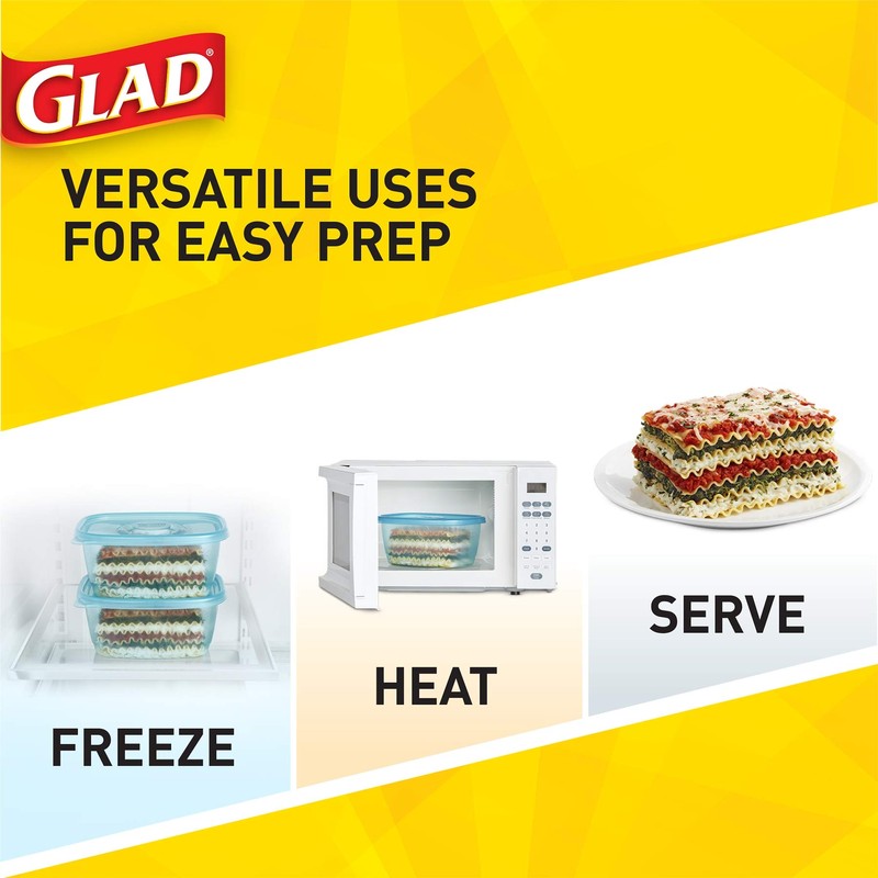 Gladware Freezerware Food Storage Containers, Large Rectangle Holds 64 Ounces