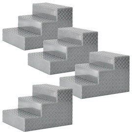 Set of 4 Silver Wrestling Ring Stairs for Wrestling Action Figure Rings