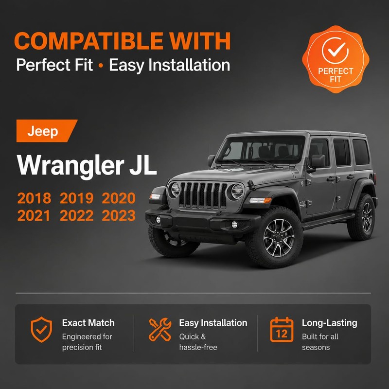 Silicone Wiper Blades for Jeep Wrangler JL - Front &