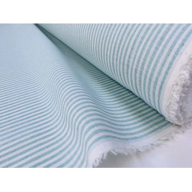 Candy Stripe Linen Fabric Light Cotton Material Cute Striped White Lines Home Decor, Dressmaking - 150cm Wide (Turquoise (1 Metre))