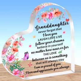 AMZQ Granddaughter Gifts Granddaughter Heart Shaped Plaque Present Granddaughter Christmas Birthday Gifts Keepsake