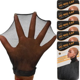 BEEOS Black SKINLIKE HD Wig Cap, 10 Pieces Invisible and Sheer Breathable Ultra-thin Stretchy Stocking Caps for Lace Front Wigs, Bald Cap for Women