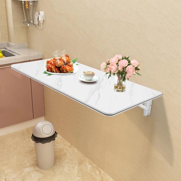 Unbranded White Folding Wall Desk Wall Mounted Folding Table Rectangular
