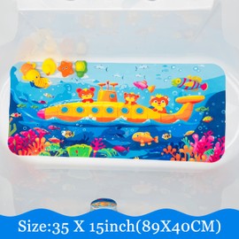 BOPPIE Non Slip Bathtub Mat for Kids – Durable Bath Mat for Tub, Toddler Bath Safety Tub Mat, Comfortable Bath Mats for Bathtub, Easy Clean Bathroom Shower Mats (Submarine)