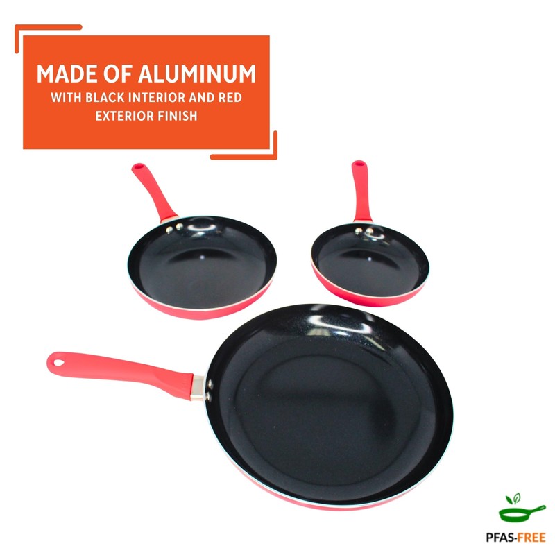 IMUSA Nonstick Ceramic Cookware Set 3-Piece 7in/9in/11in, with Stay-Cool Handles,