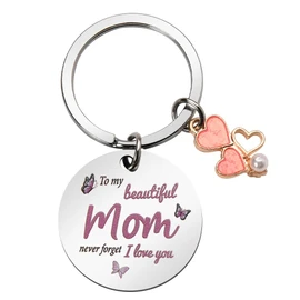 I Love You Mom Gifts from Son Daughter Mothers Day Keychain Wedding Birthday Gifts for Mother Appreciation Gift Mama Keepsake Presents Mommy Key Chains for Car Keys Engraved Mom Present Mum Gift Ideas