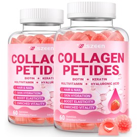 Wiszeen Collagen Gummies for Women, Sugar-Free Hydrolyzed Collagen Gummy with Type I, II, III, V, X Collagen Peptides, Biotin, Hyaluronic Acid & MultiVitamins, Promote Skin/Hair/Nail/Bones, 120 Cts