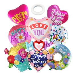 Happy Mother's Day Balloons, Love You Mom Balloons for Mother's Day Wedding Party Decorations (Mix style 8 pieces)