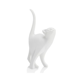 AMOIENSIS White Cat Statue Modern Abstract in Multiple Colors, Ideal Indoor Decor & Gift for Cat Lovers, Artistic Home Accents