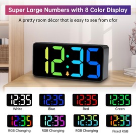 DreamSky Large Digital Alarm Clock Big Numbers for Seniors & Visually Impaired, RGB 9 Inches Desk Clock for Bedroom, Dimmable Jumbo Display, USB Ports, Loud Alarm for Heavy Sleepers, Adjustable Volume